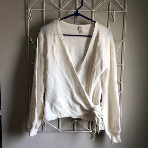 White wrap sweater